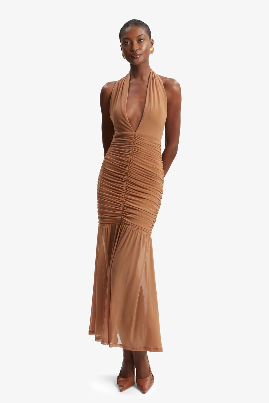 Sephera Halter Mesh Midi Dress