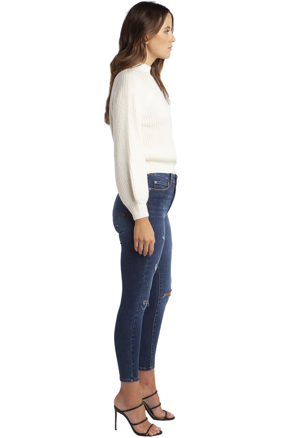 BELLE SLEEVE KNIT JUMPER in colour CLOUD DANCER