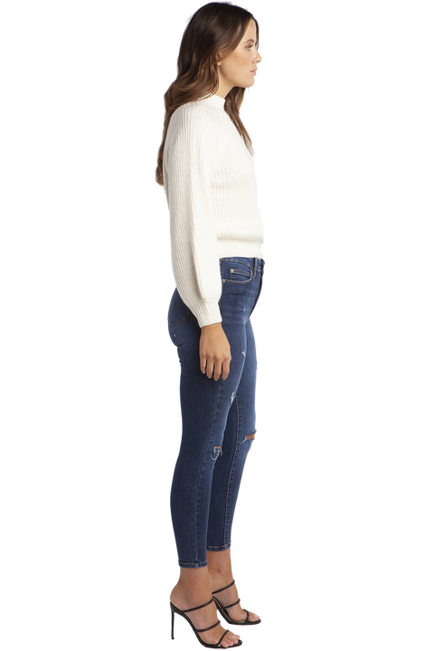 BELLE SLEEVE KNIT JUMPER in colour CLOUD DANCER