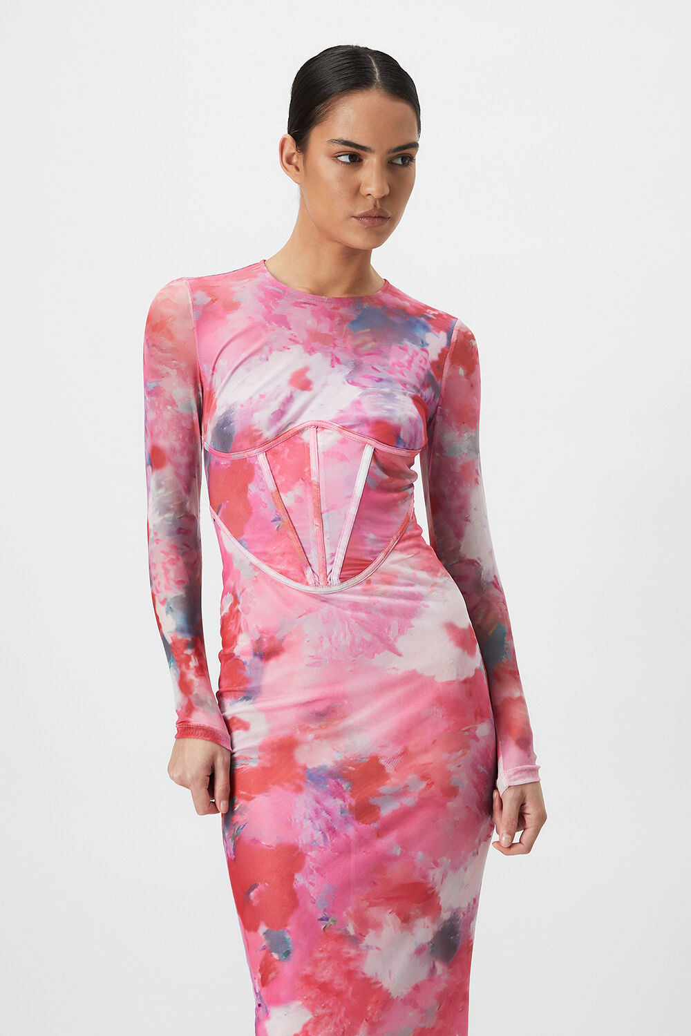 LENA MESH MIDI DRESS in colour MARITIME BLUE