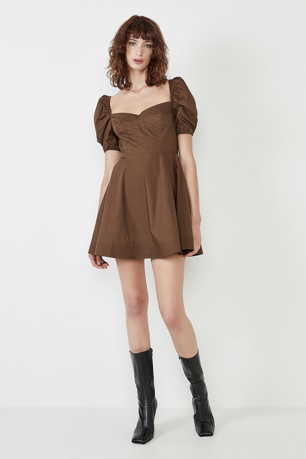 THE CORSET STAPLE DRESS in colour CHOCOLATE BROWN