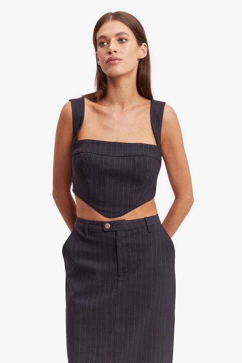 SIAN PIN STRIPE BUSTIER in colour SODALITE BLUE