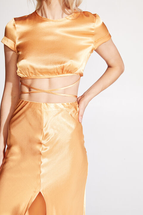 MIDI SLIP SKIRT in colour JAFFA ORANGE