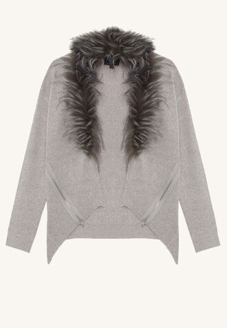 FAUX FUR CARDI in colour FROST GRAY