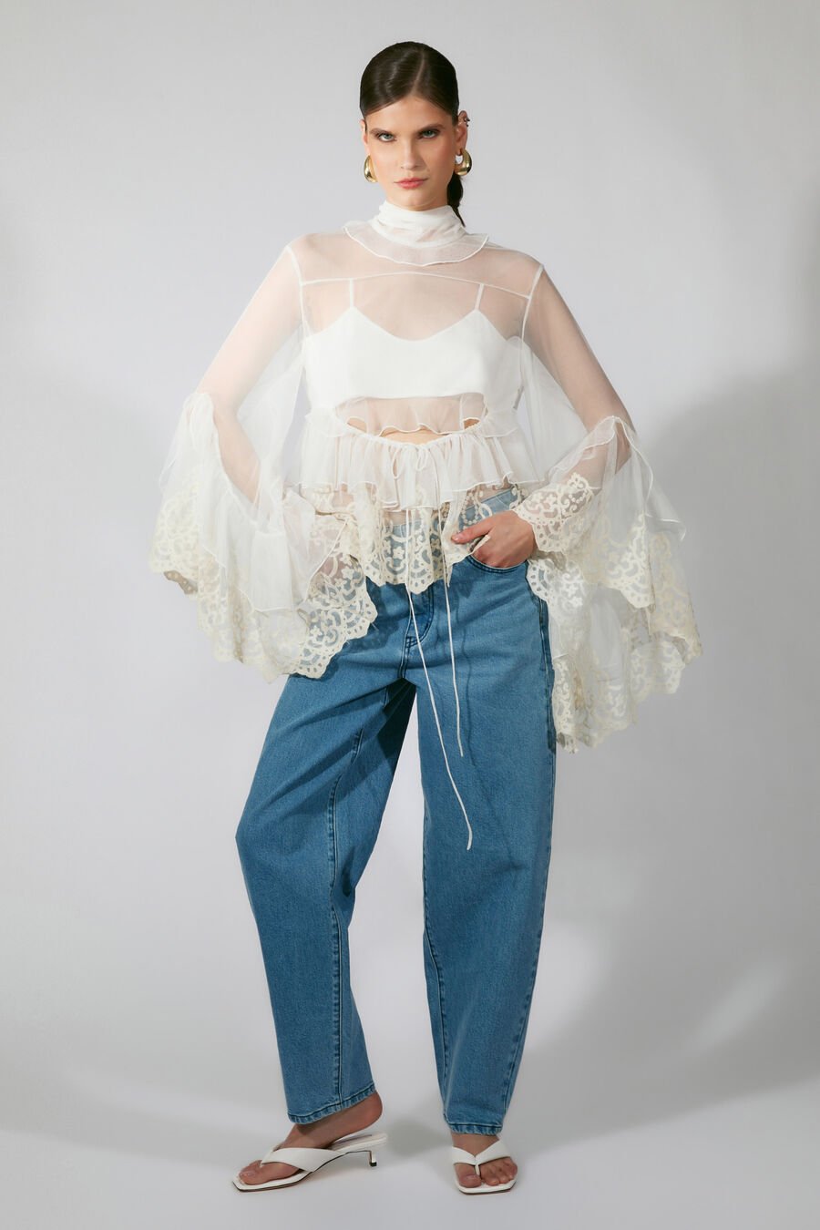 Anyssa Lace Edge Ruffe Blouse