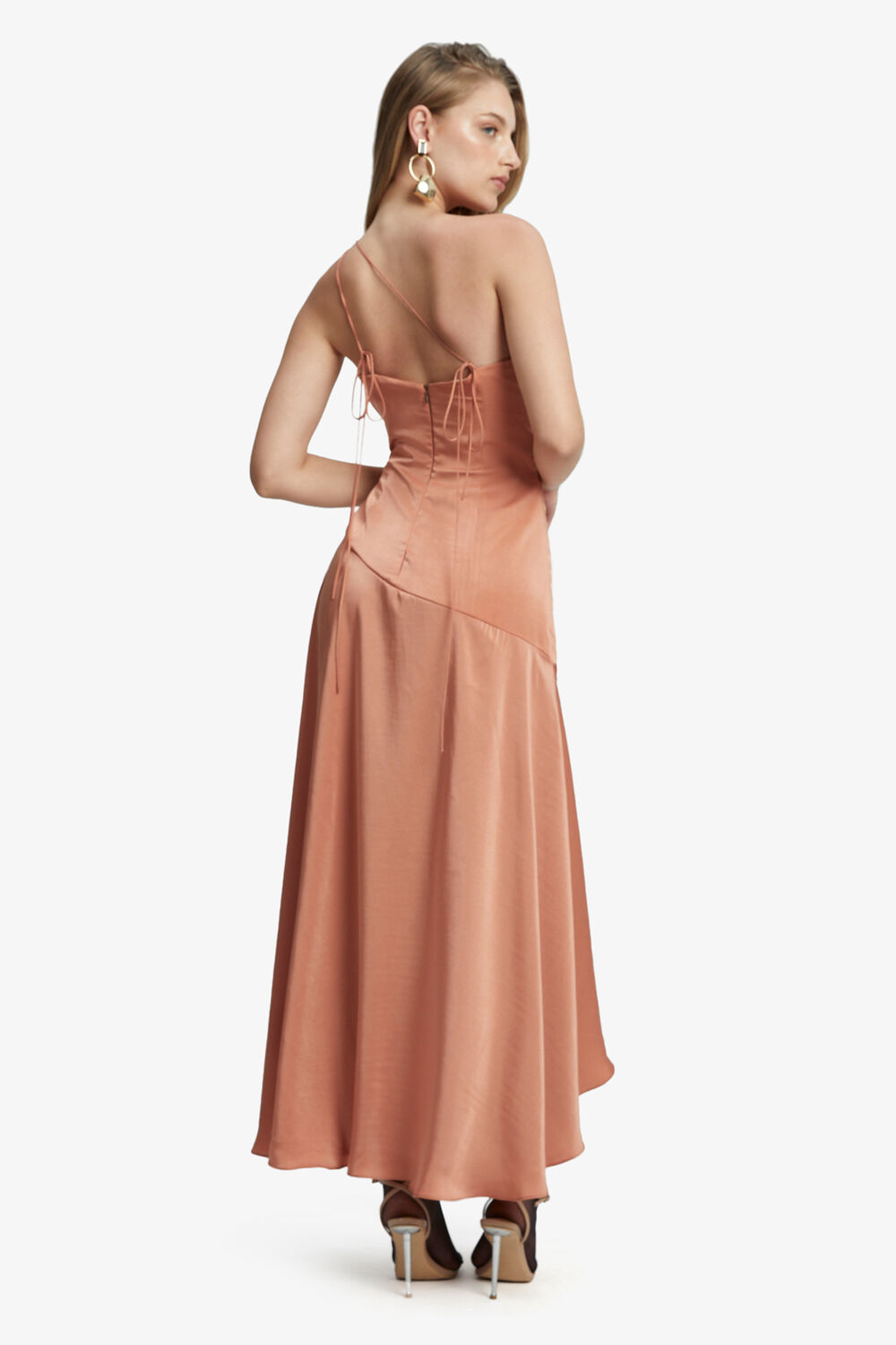 FAYE ONE SHOULDER MAXI DRESS in colour CORAL REEF