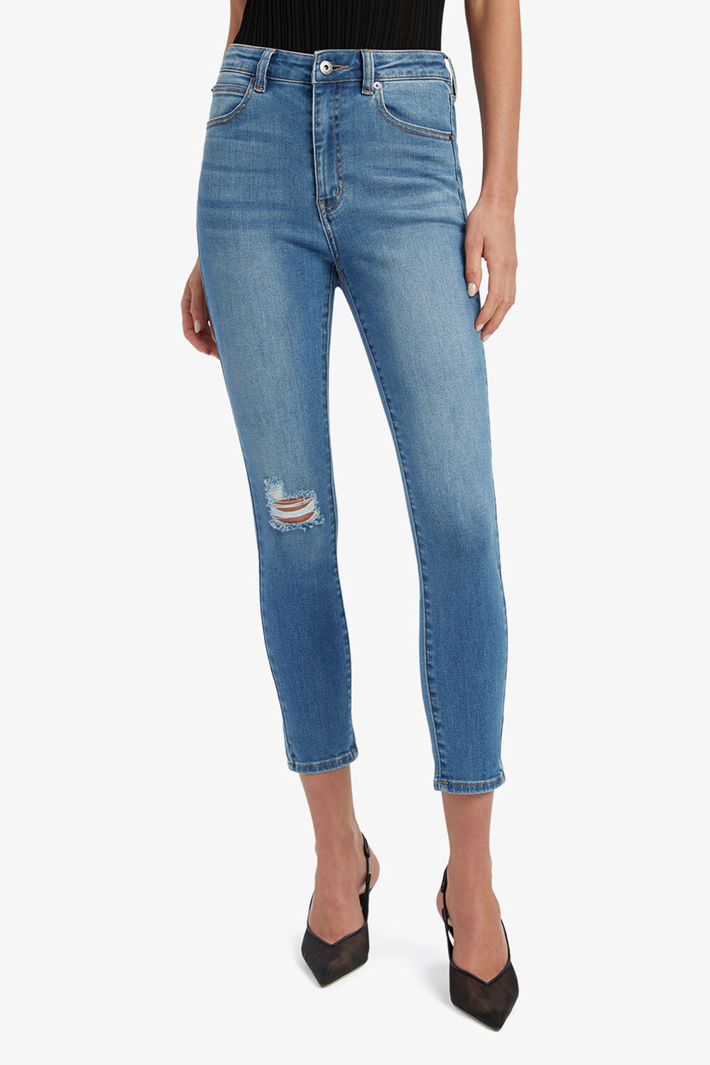 KHLOE HI CROP JEAN II in colour DARK DENIM