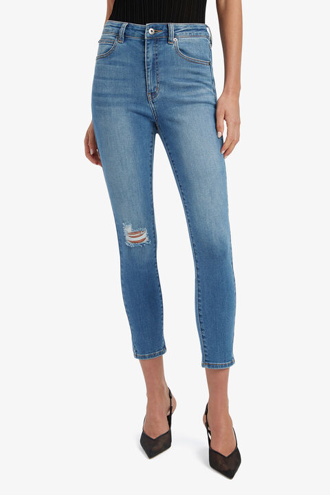 KHLOE HI CROP JEAN II in colour DARK DENIM