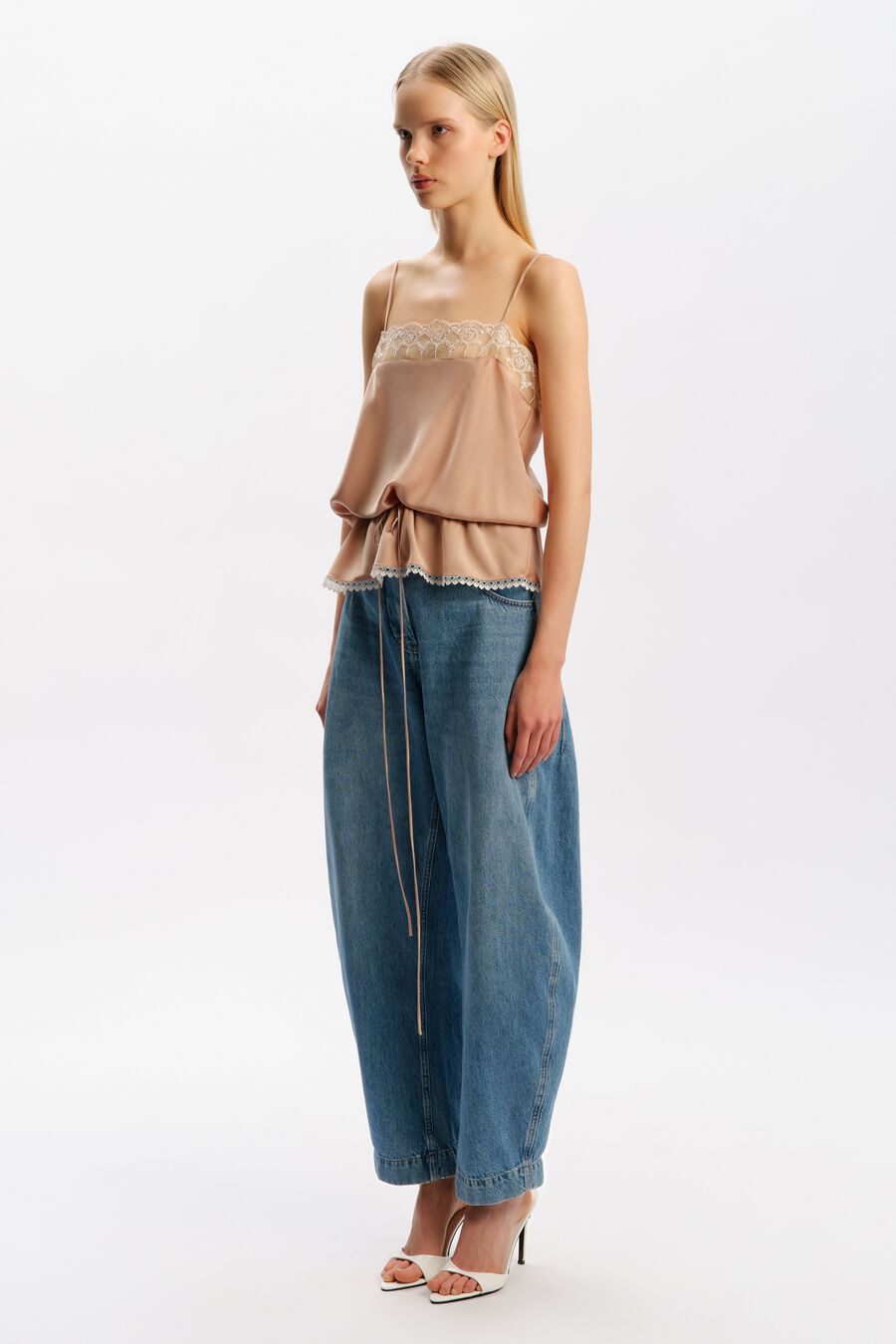 Bonita Satin Lace Trim Top