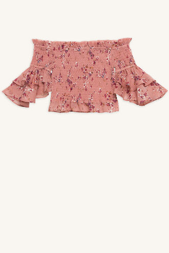 LAYLA SHIRRED TOP in colour ROSE SMOKE