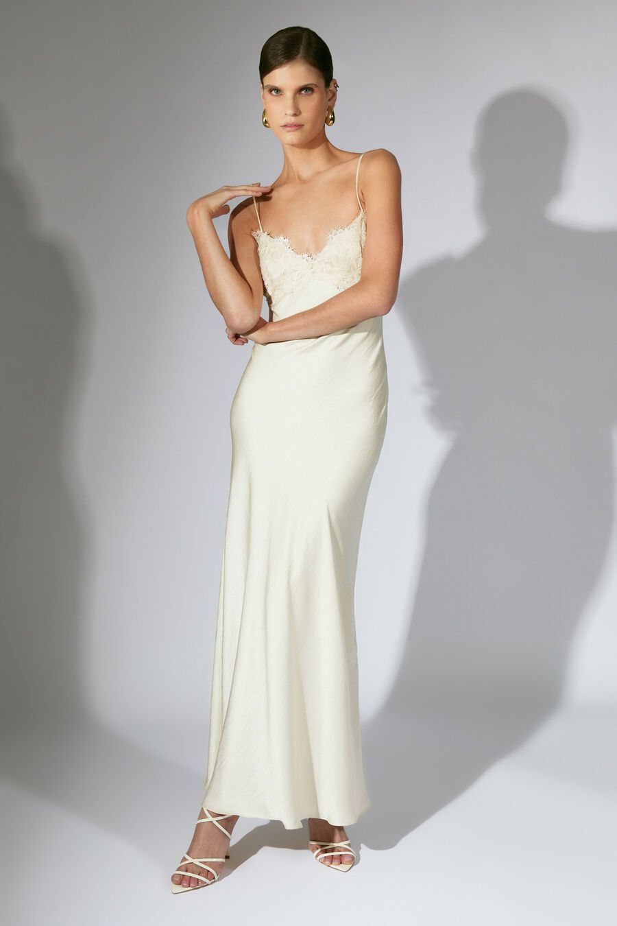 Elisan Lace Satin Maxi Dress