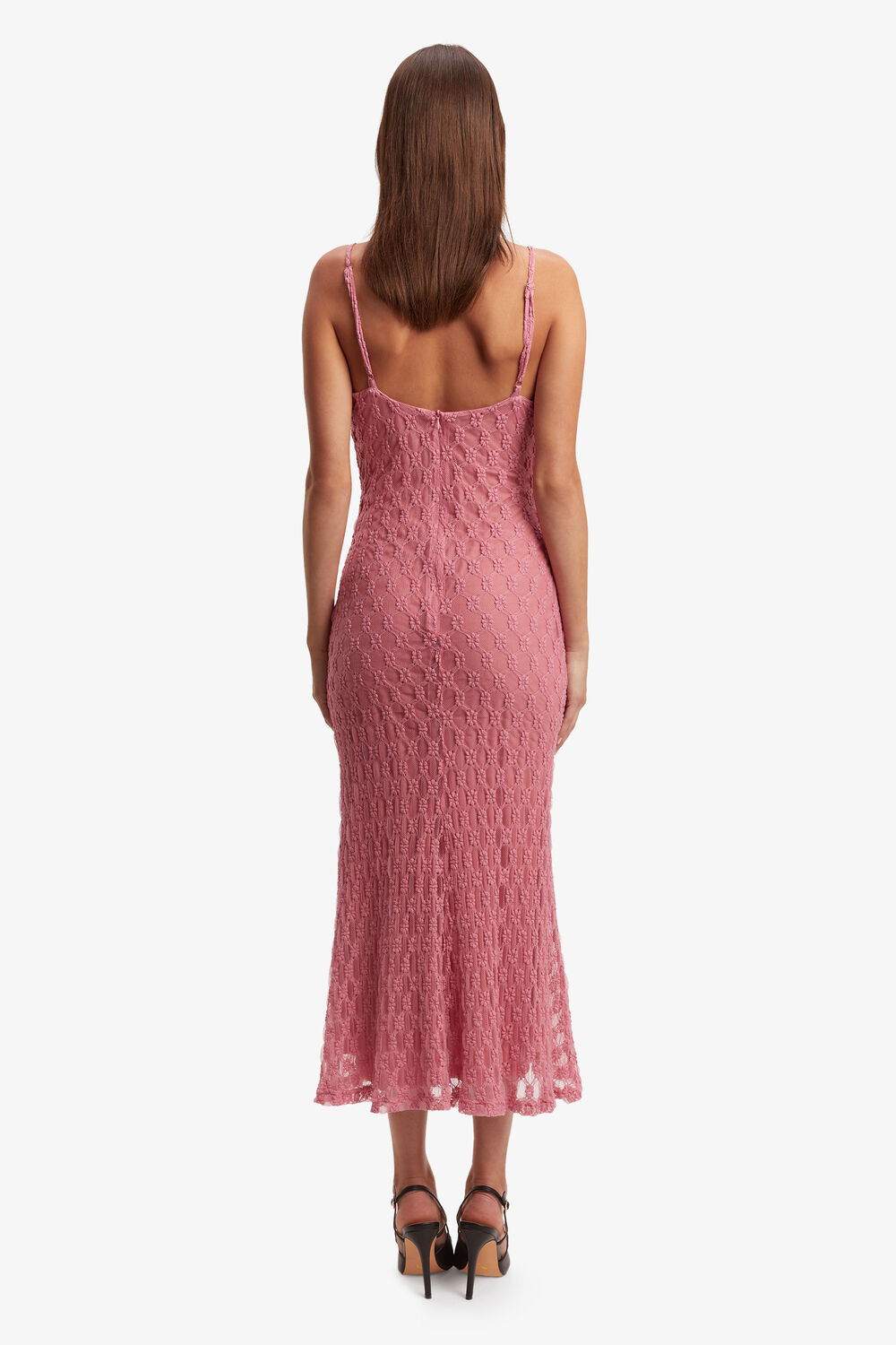 ADONI MESH MIDI DRESS in colour BEETROOT PURPLE