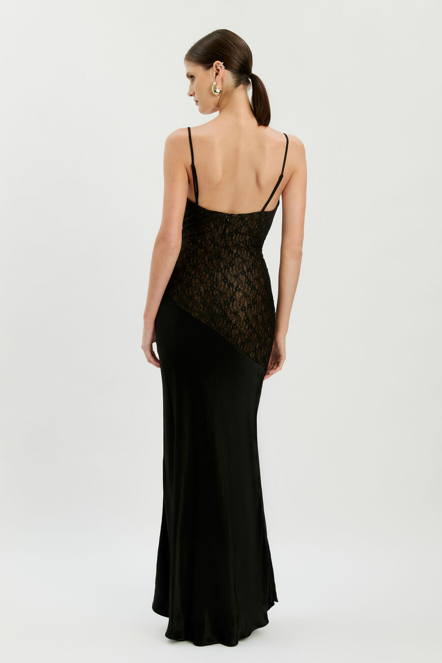 Aralia Lace Satin Maxi Dress