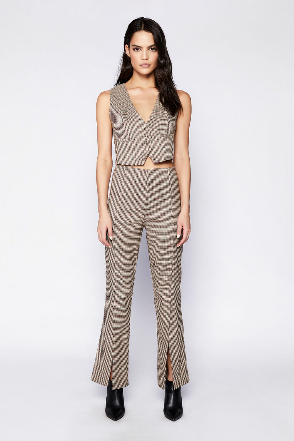 CARMELLE CHECK PANT in colour TOBACCO BROWN
