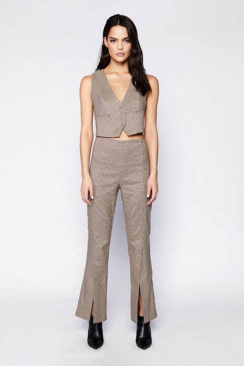 CARMELLE CHECK PANT in colour TOBACCO BROWN