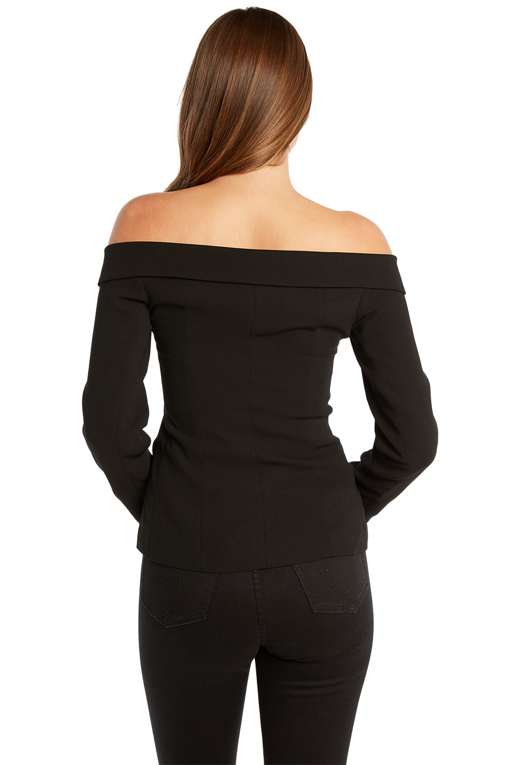 Off Shoulder Blazer in Black Bardot