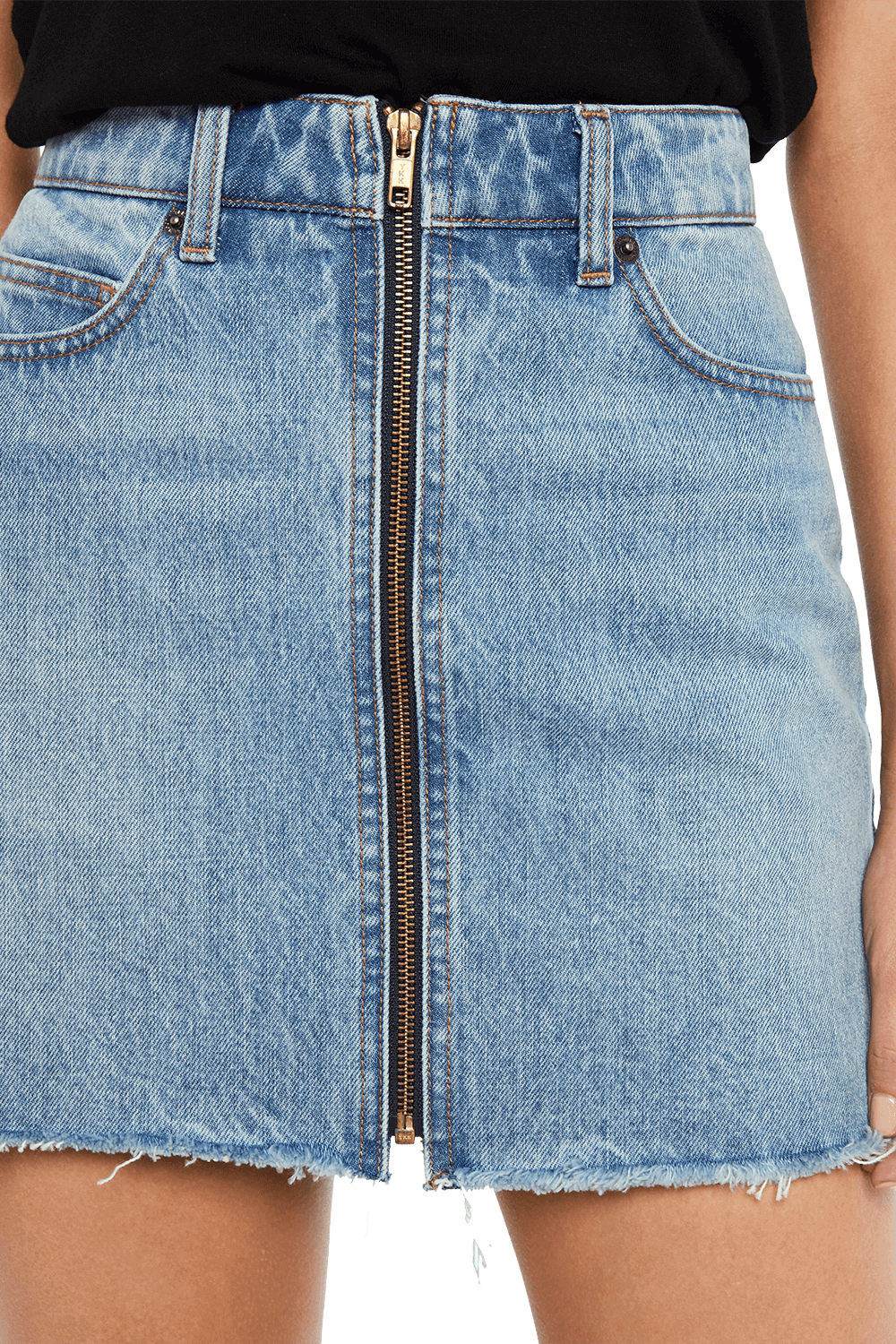 Denim skirt with zipper in front Clearance