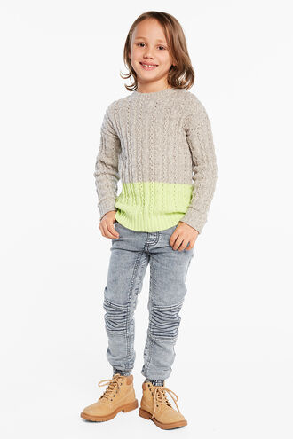 BLOCK KNIT SWEATER in colour LIMELIGHT