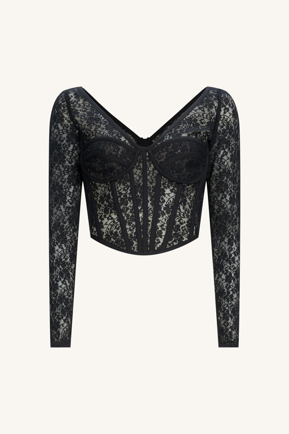 LACE CORSET TOP in colour CAVIAR