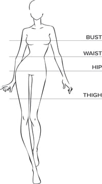 Bardot ladies size guide illustration