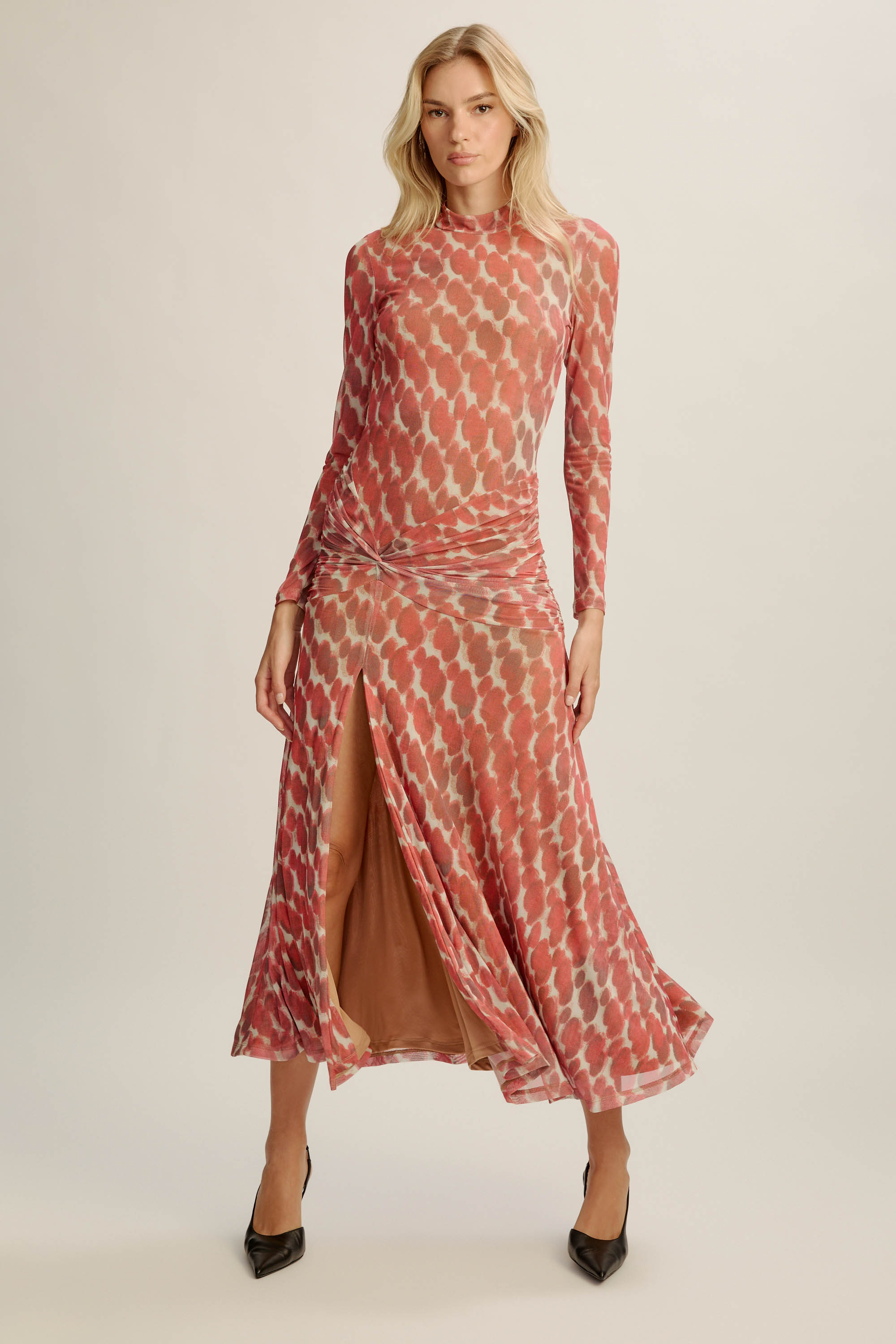Bardot Lea Printed Mesh Dress In Pink