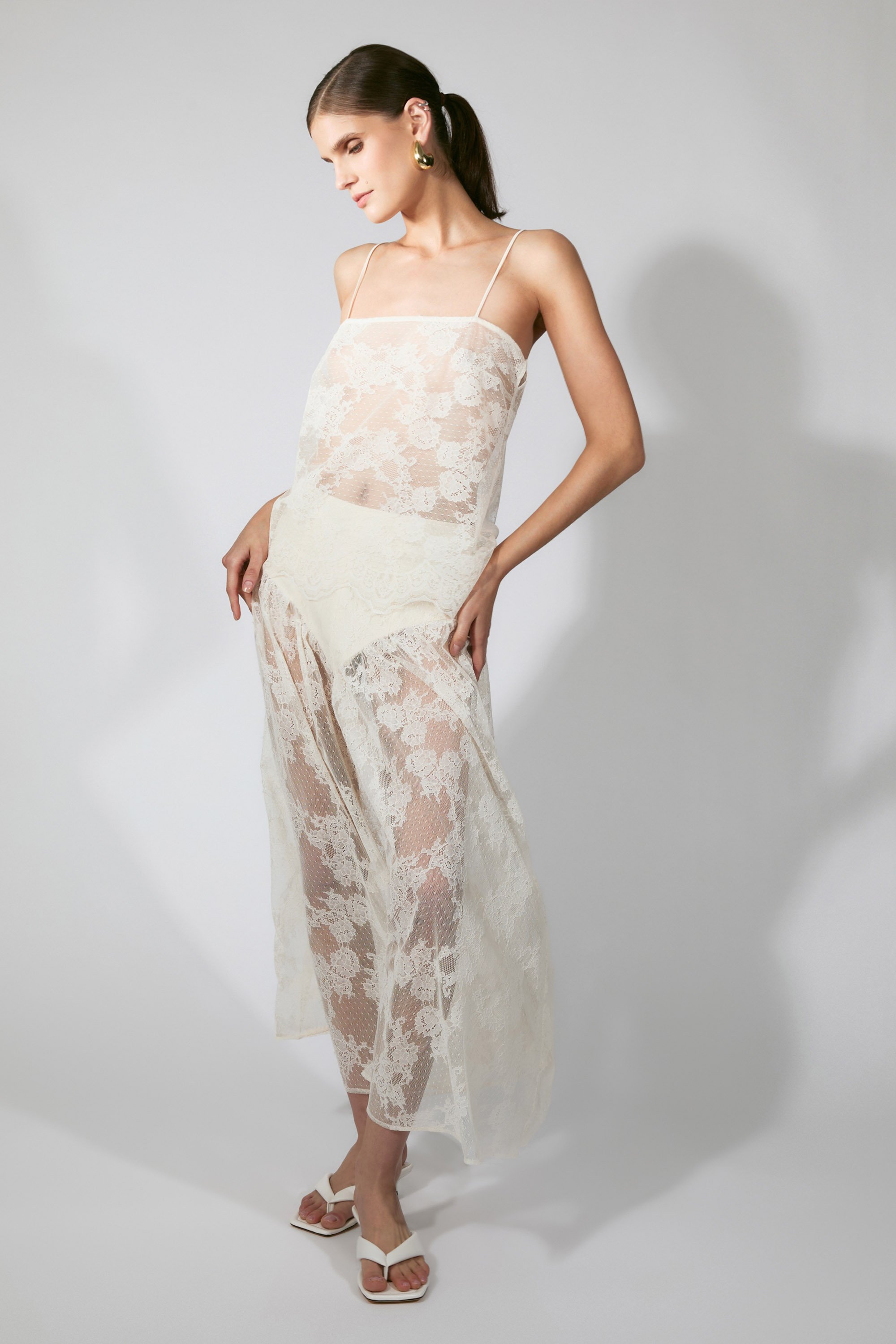 Bardot Hildie High Waisted Midi Skirt In White