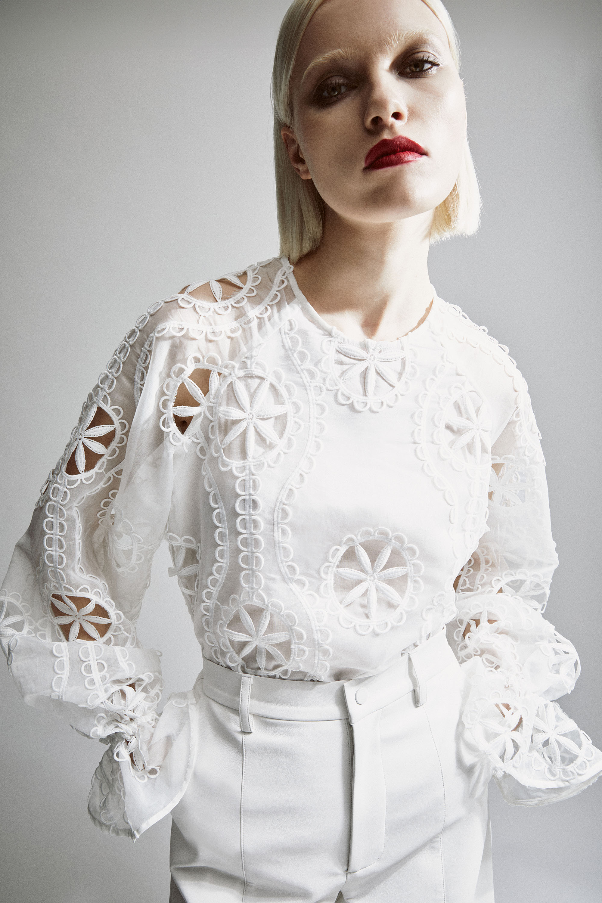 Bardot Embroidered-pattern Blouse In Orchid Wht