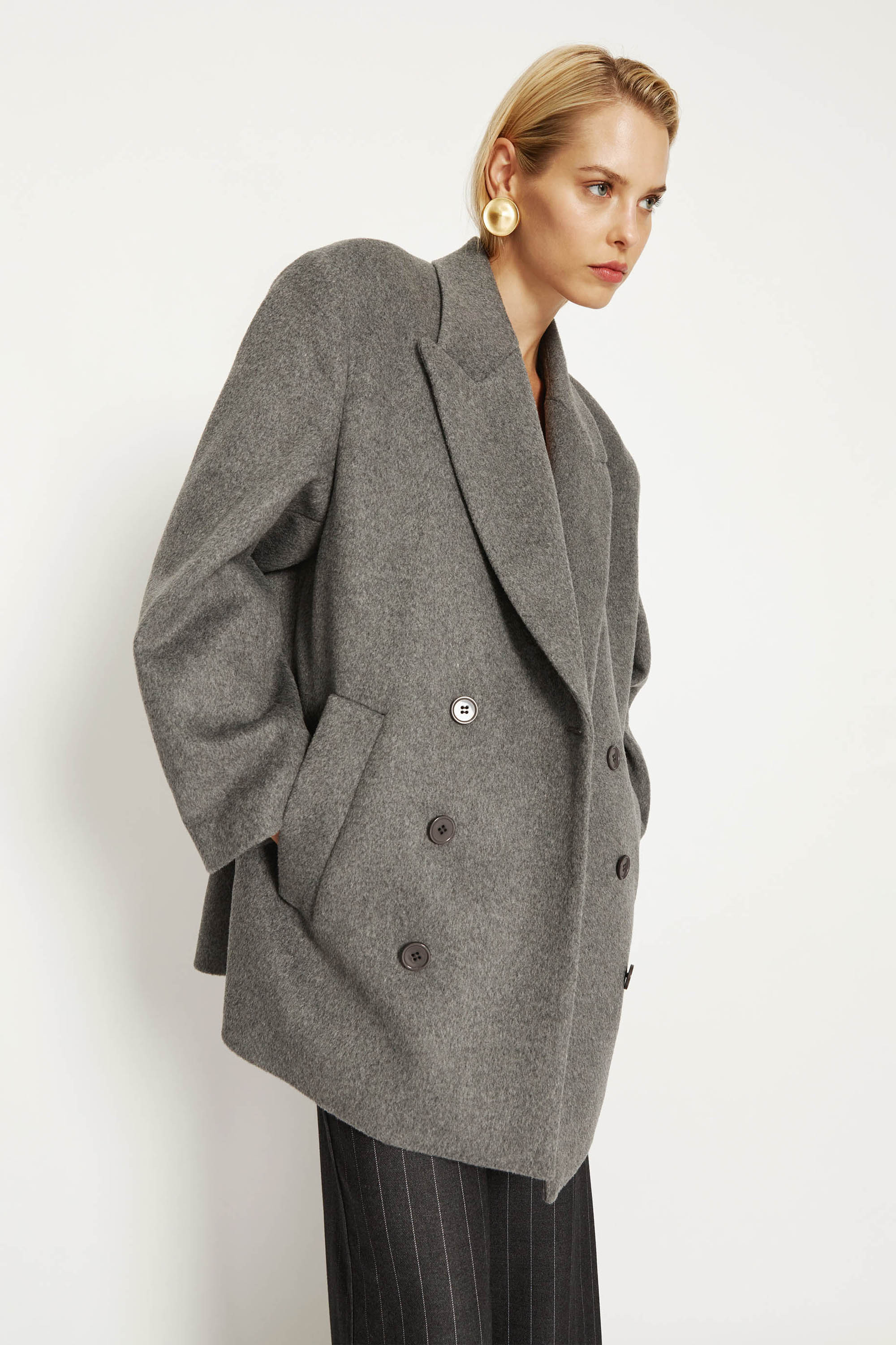 Bardot Classic Oversized Hailey Coat In Dove Grey