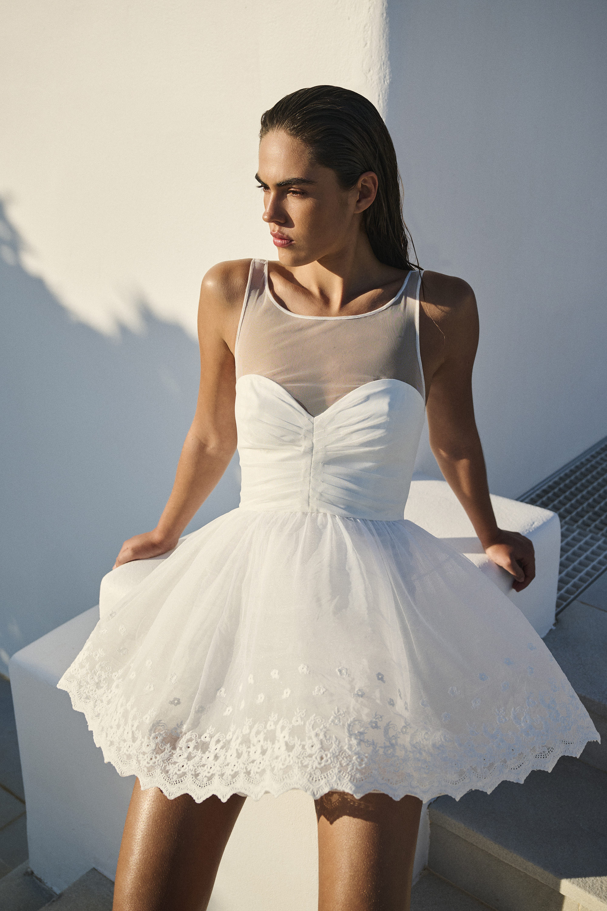 Bardot Hilda Hoop Mini Dress In White
