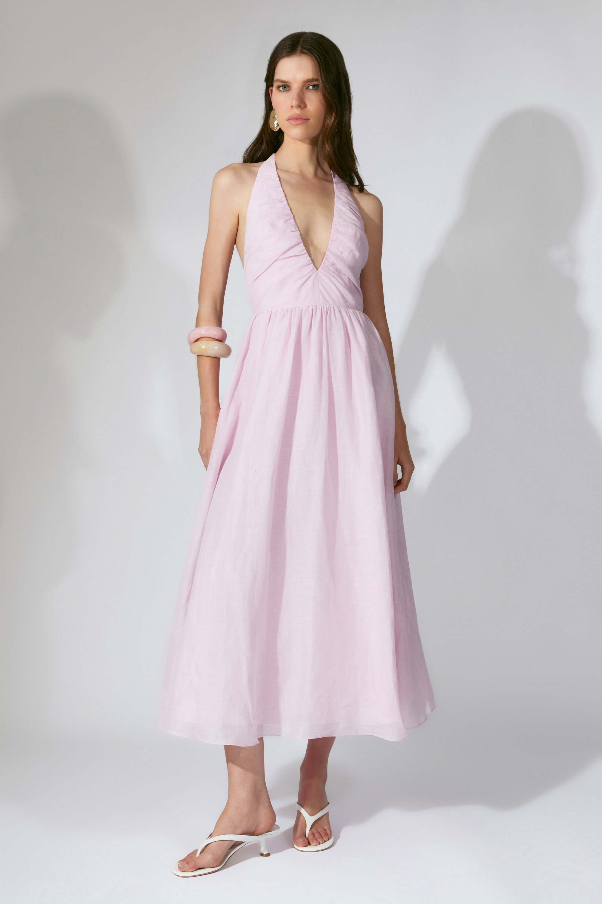 Bardot Dorota Halter Neck Midi Dress In Pink