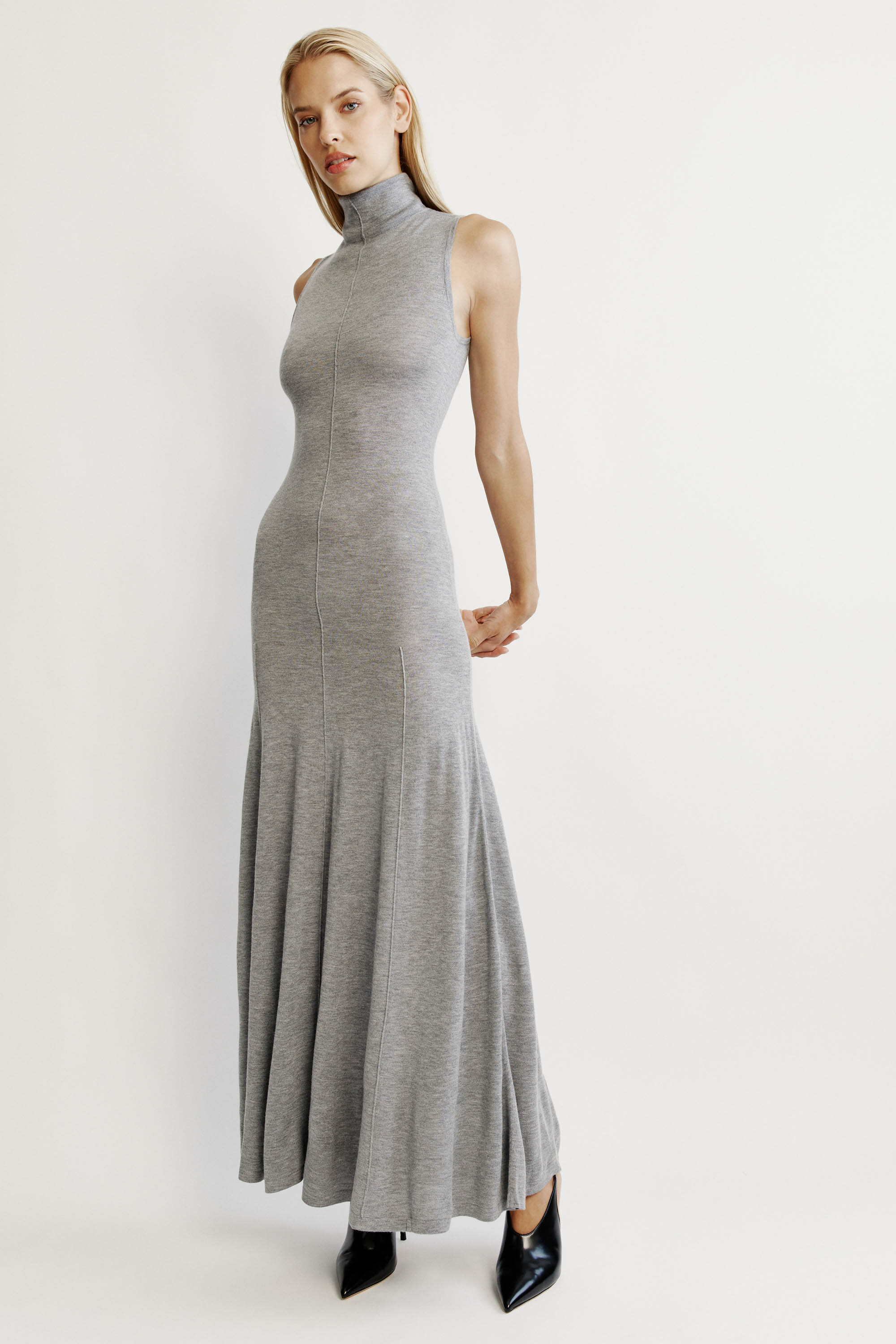 Bardot Astoria Knit Maxi Dress In Dove Grey